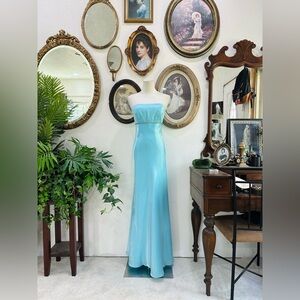 Vintage Betsy & Adam by Jaskene Strapless Aqua Formal Gown - Size 6